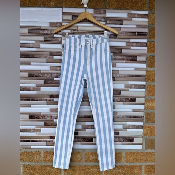 Good American Baby Blue white stipe jeans size 24 - Picture 1 of 13